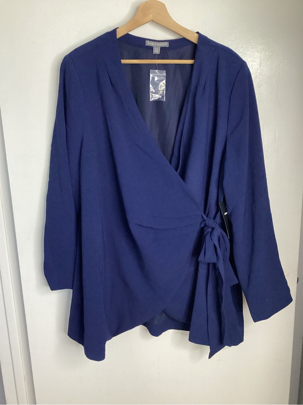 Jessica London Navy Wrap Top with Side Tie 22W